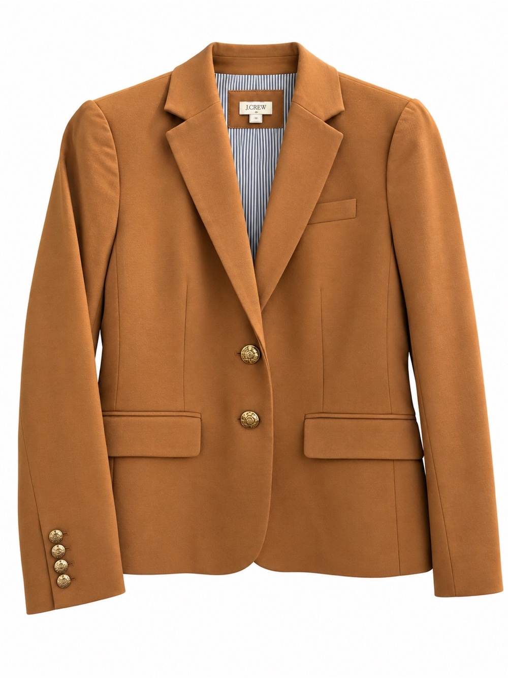 J.Crew Schoolboy Blazer - Camel Tan - Wool Blend with Gold Buttons - Size 2